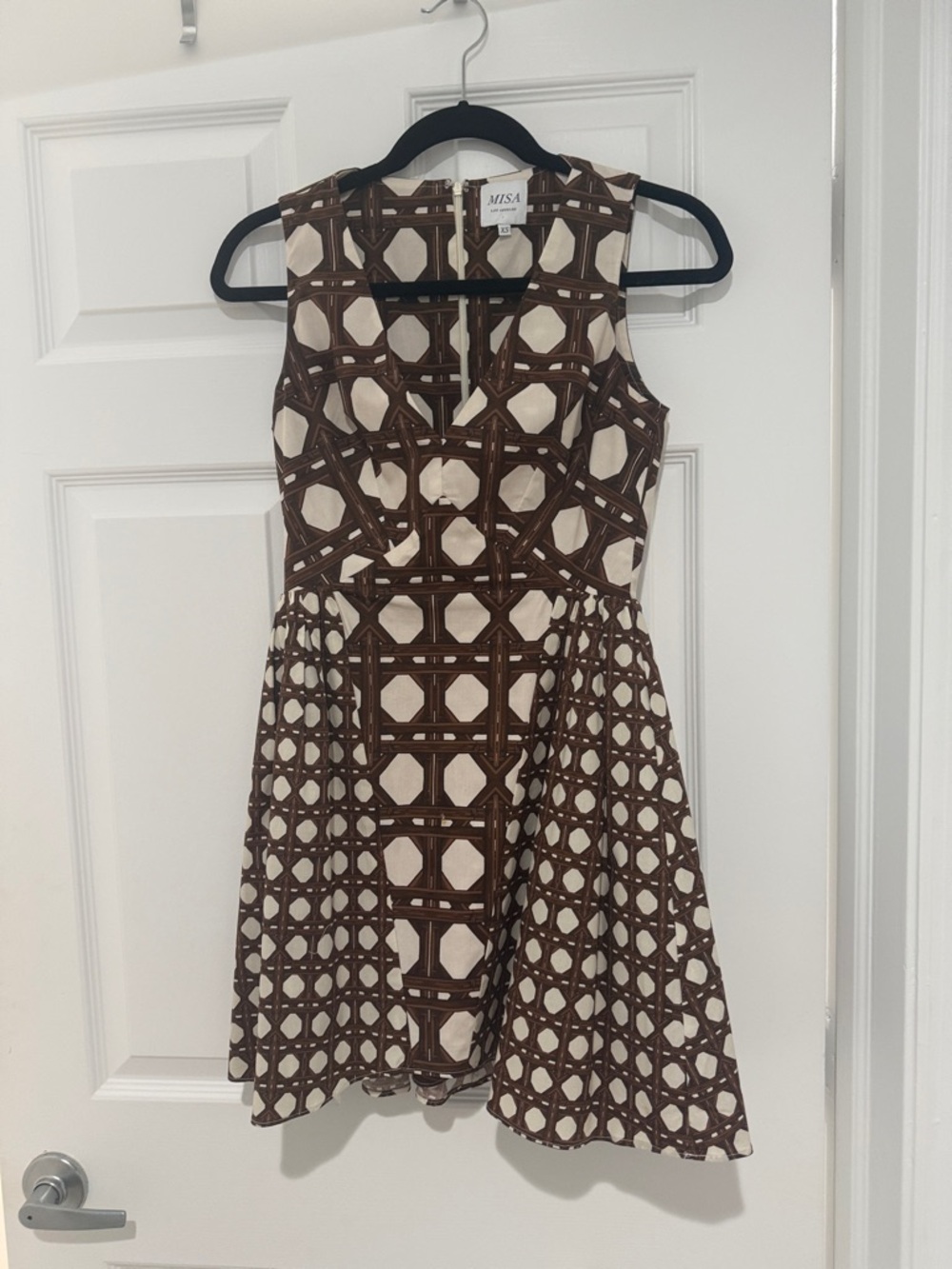 Misa Los Angeles Brown & Cream Geometric Mini Dress